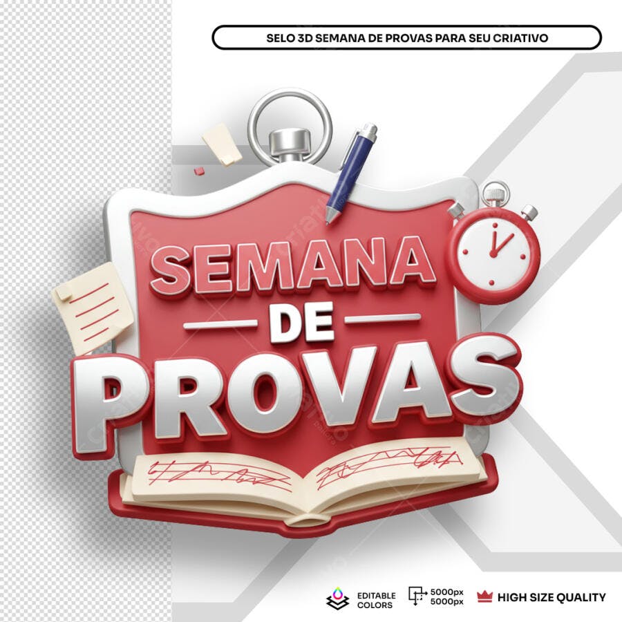 Selo 3D Semana de Provas PSD Editável