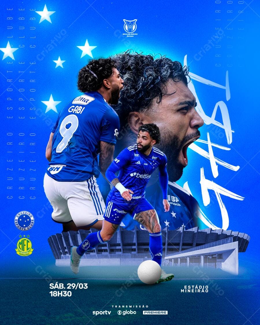 Flyer Jogo Cruzeiro PSD Editável