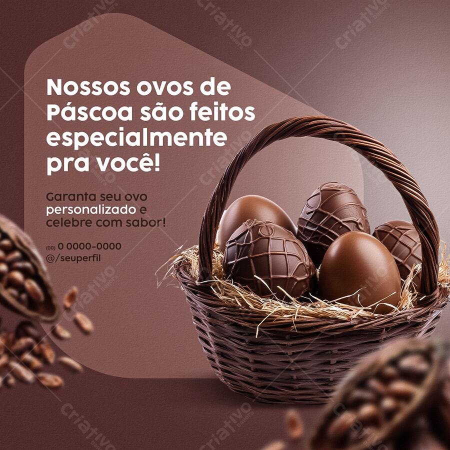Post Páscoa Ovos de Chocolate PSD Editável