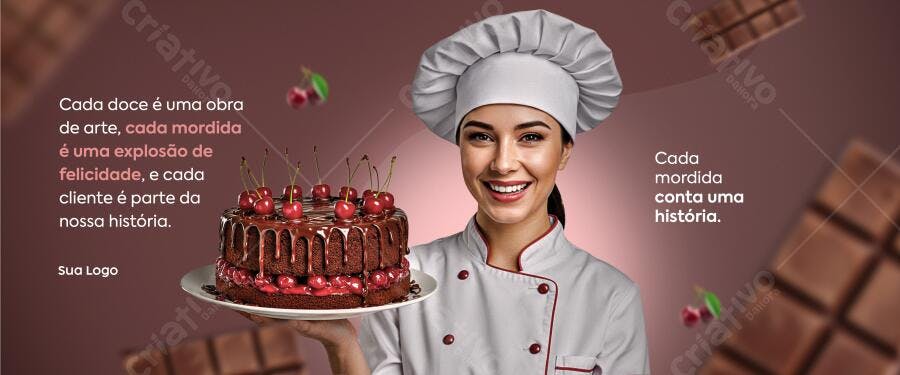 Banner Padaria PSD Editável - Bolo de Cereja