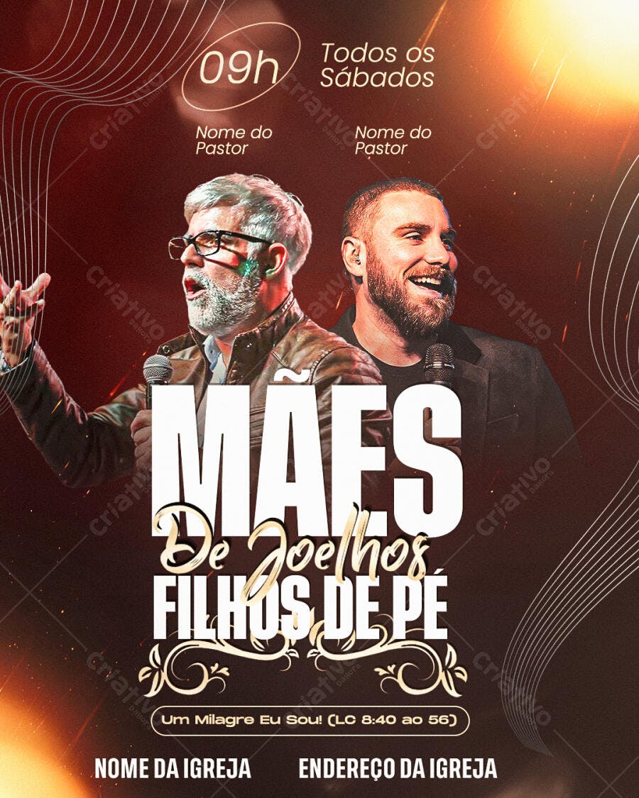 Flyer Evento Mães de Joelhos Filhos de Pé PSD Editável