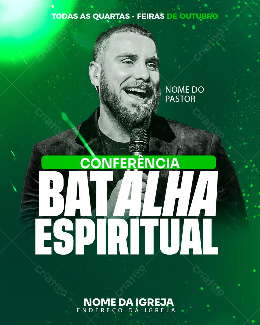 Flyer para Conferência Espiritual Outubro PSD Editável