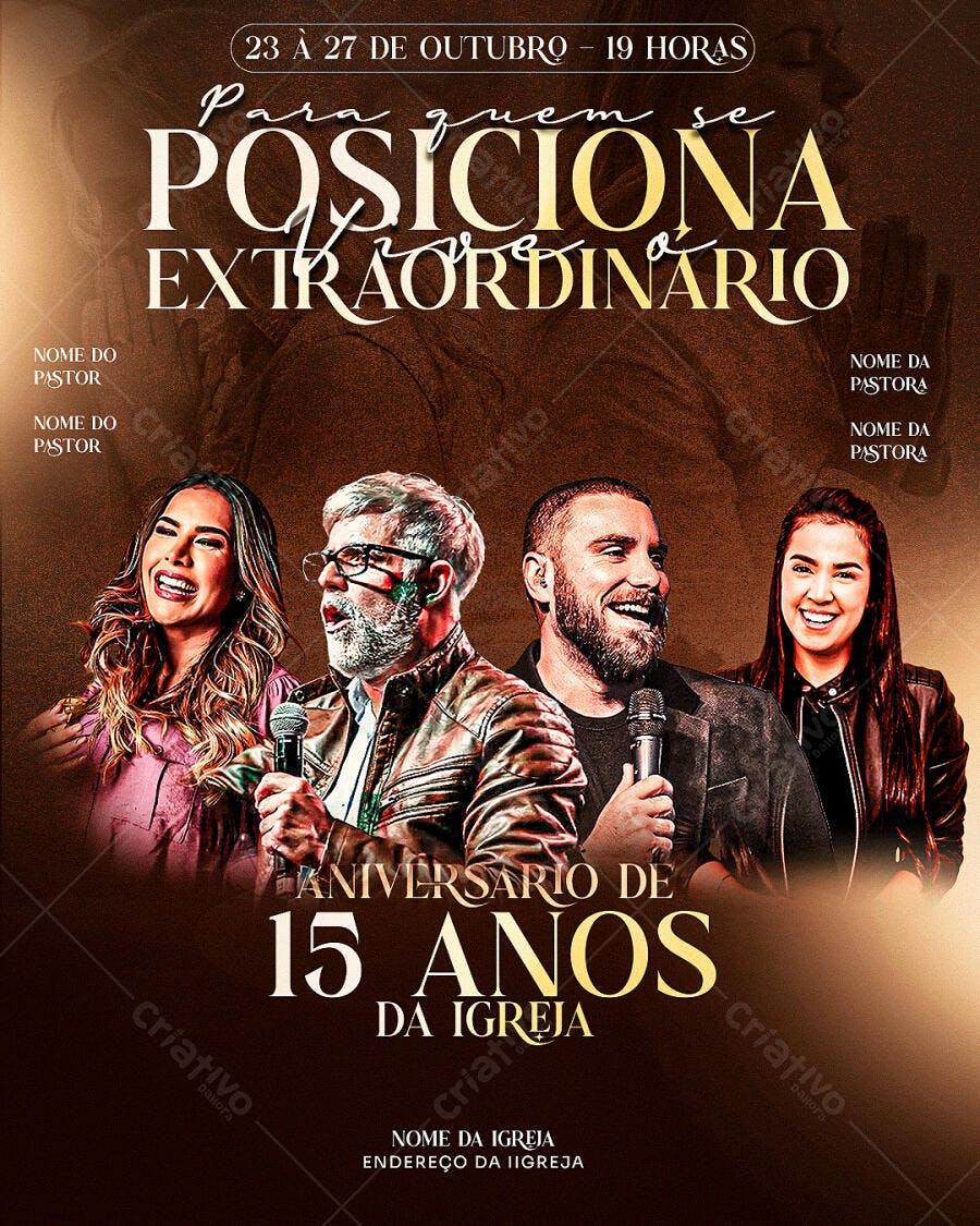 Flyer para Aniversário de 15 Anos de Igreja PSD Editável