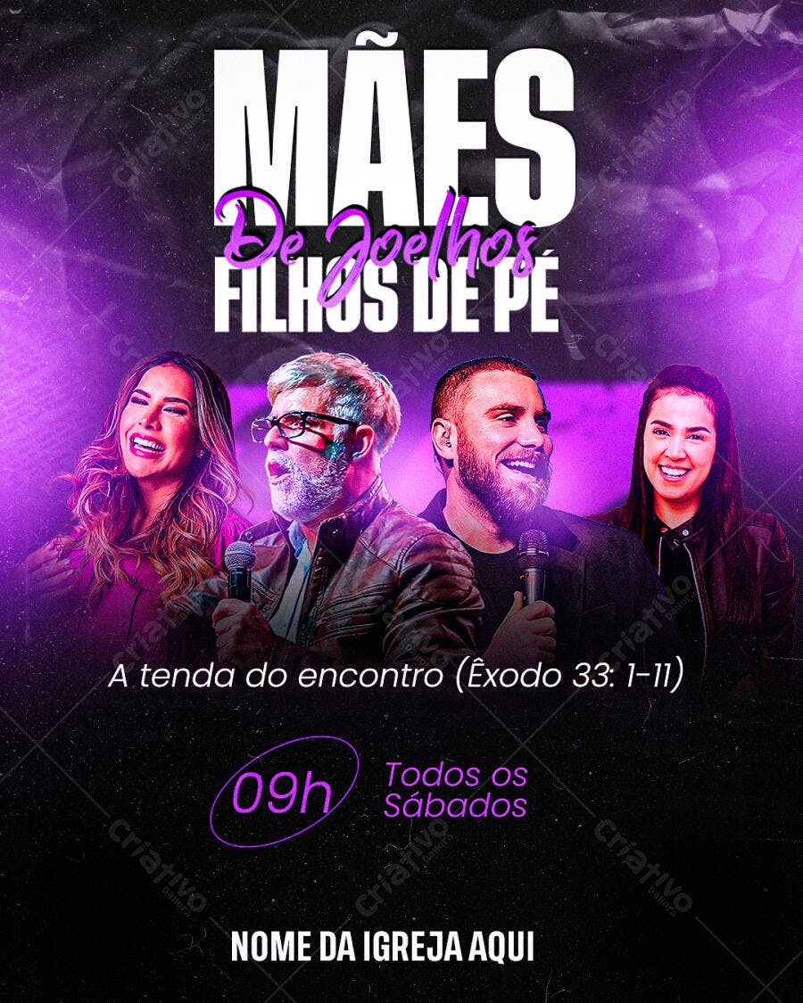 Flyer Evento Igreja Mães de Joelhos Filhos de Pé PSD Editável