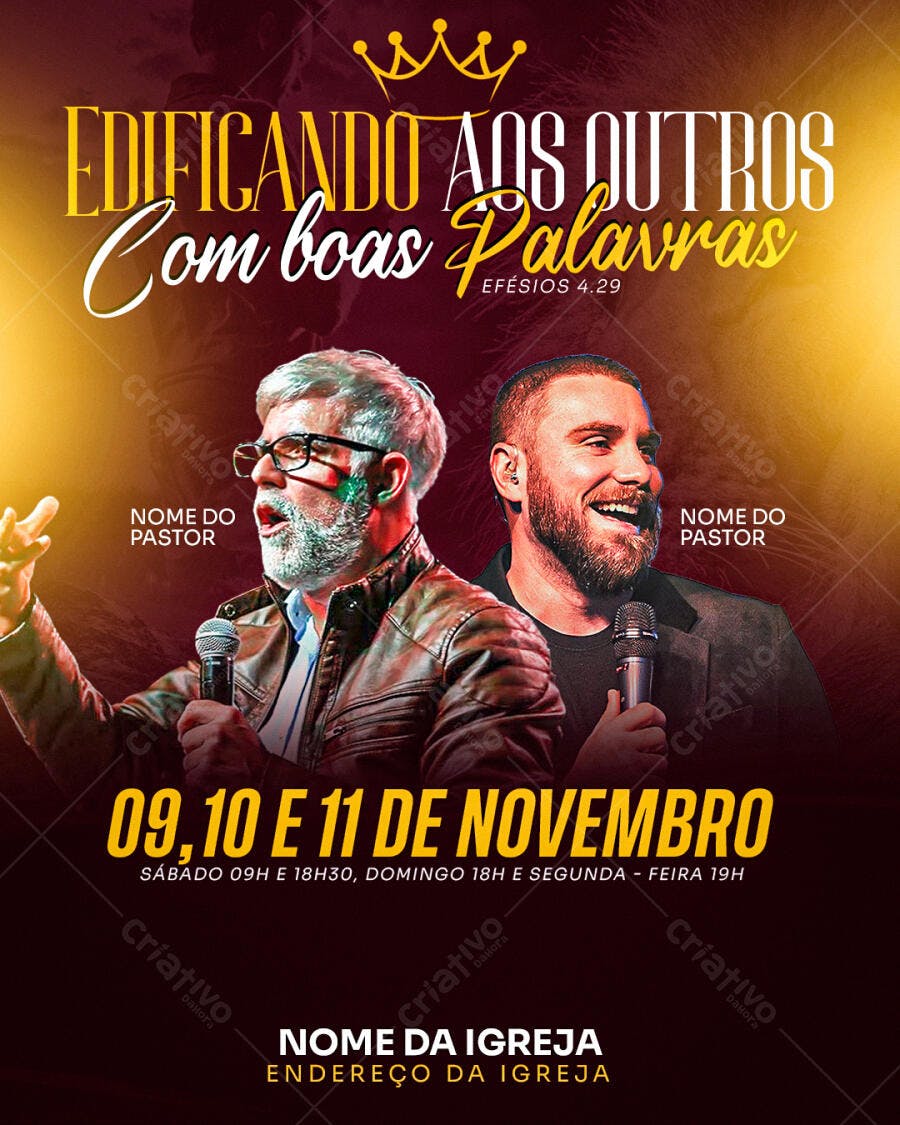 Flyer Evento Religioso 09, 10 e 11 de Novembro PSD Editável