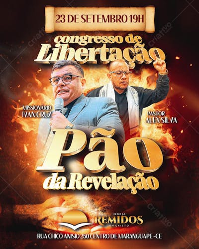 CULTO DE LIBERTAÇÃO O PÃO DA REVELAÇÃO LIBERTA SEXTA FEIRA FORTE IGREJA UNIVERSAL IURD PSD EDITÁVEL
