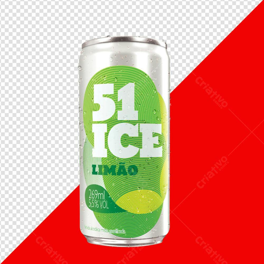 51 ICE LIMÃO LATA PNG TRANSPARENTE SEM FUNDO