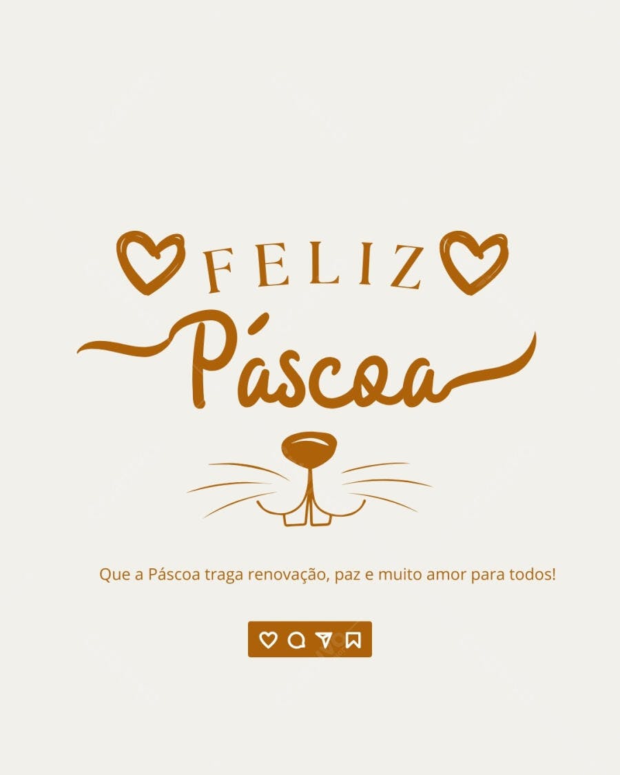Post Instagram Páscoa marrom com coelhinho Editável no Canva