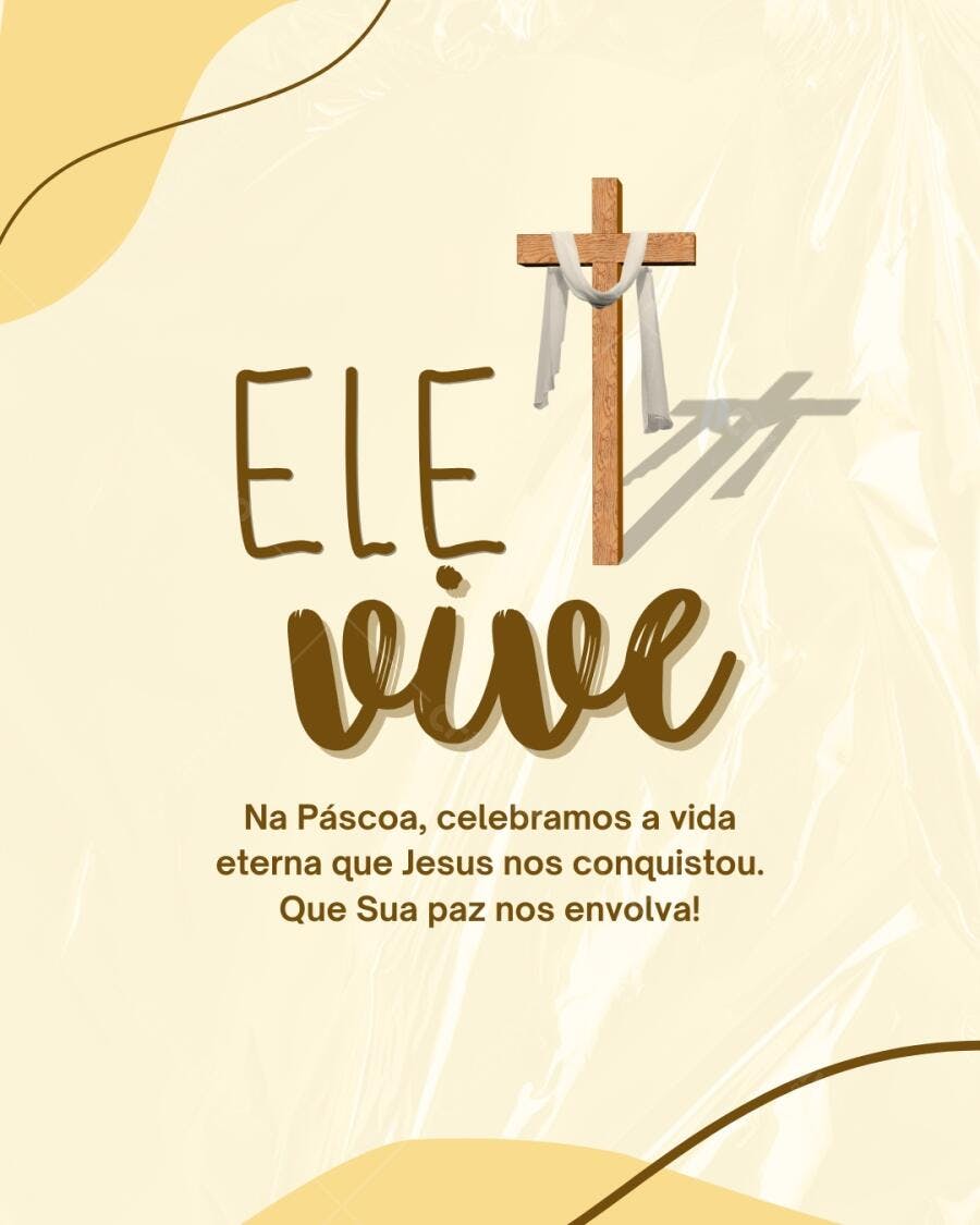 Post Instagram Páscoa Ele Vive bege e marrom Editável no Canva