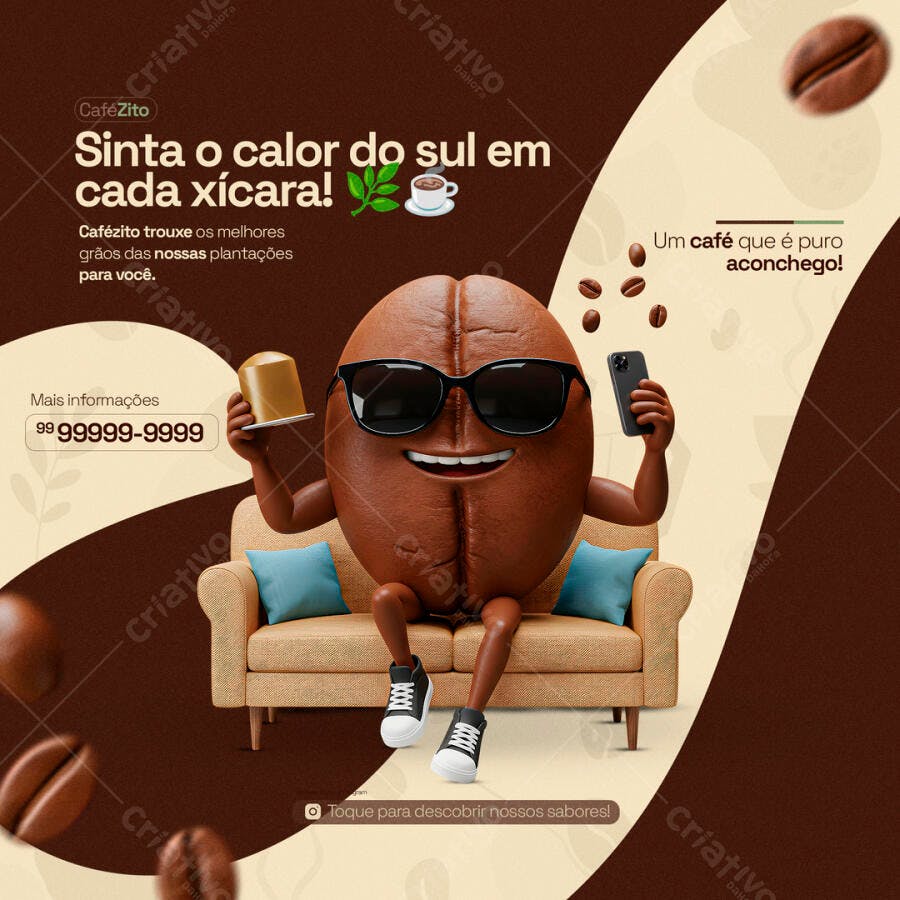 Post para Redes Sociais Café PSD Editável