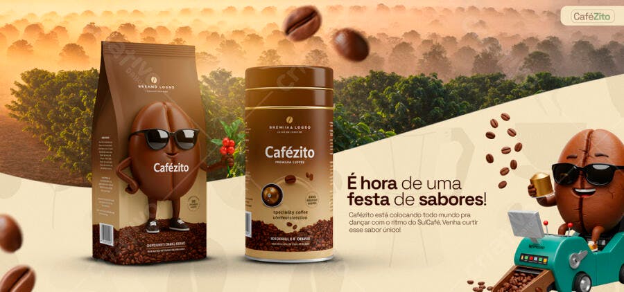 Embalagem de Café PSD Editável