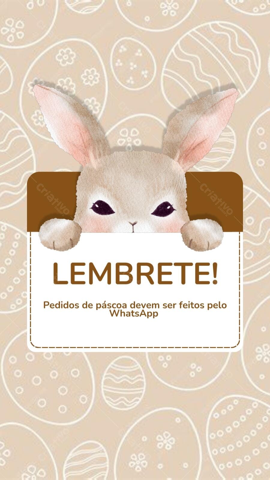 Lembretes de Páscoa com coelhinho bege Editável no Canva
