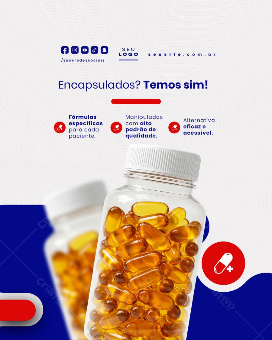 Post para Farmácia com Cápsulas PSD Editável