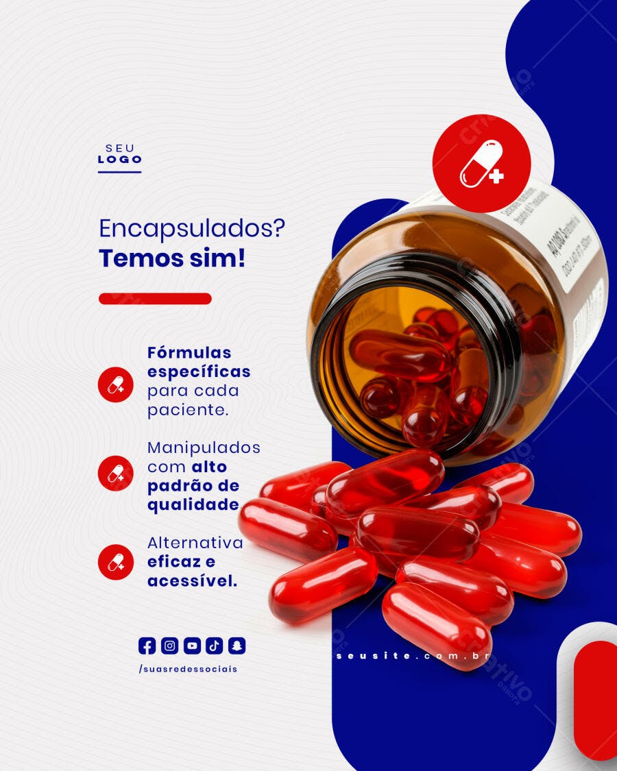 Post de Redes Sociais Farmácia PSD Editável