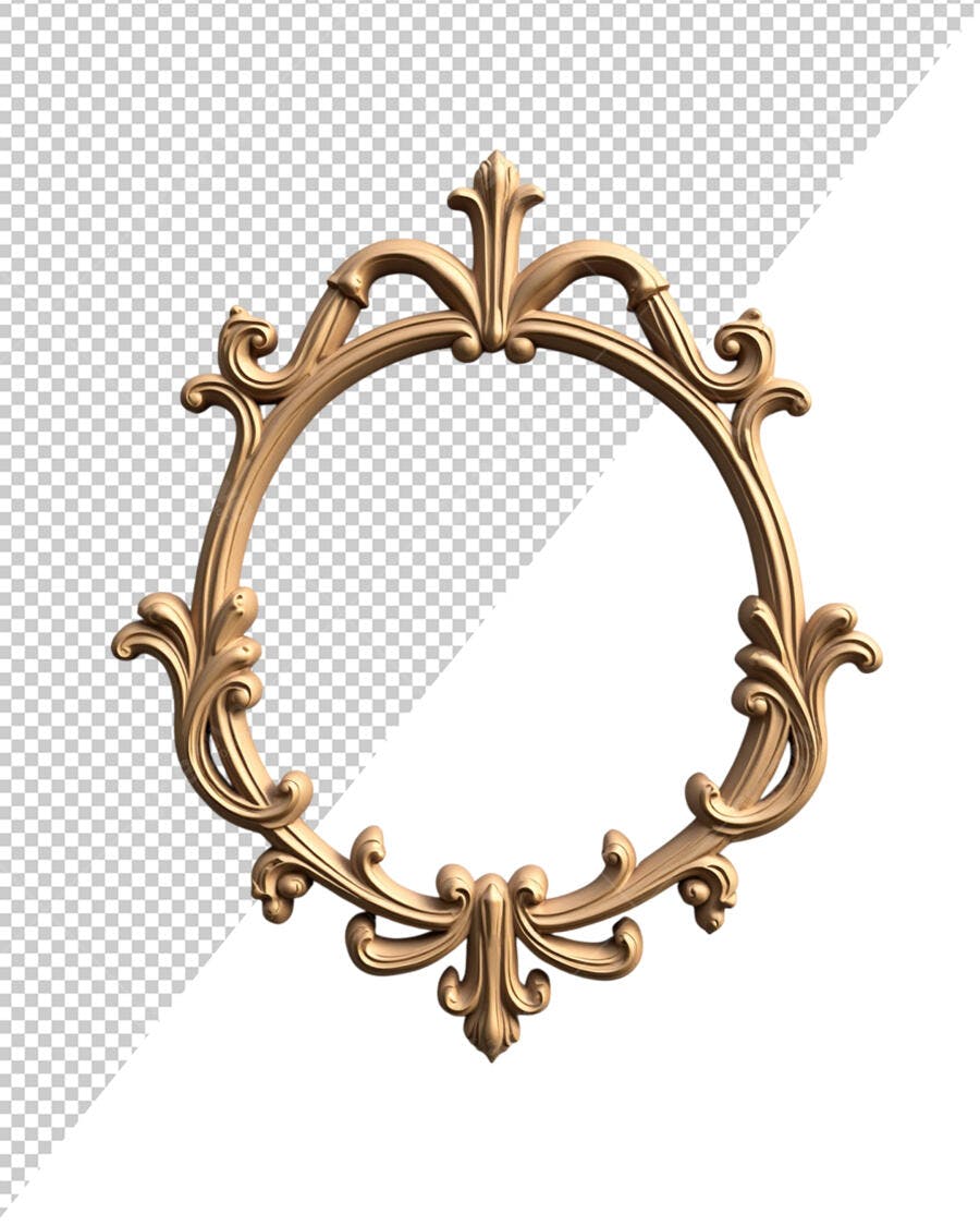 Moldura Oval Dourada PSD Editável