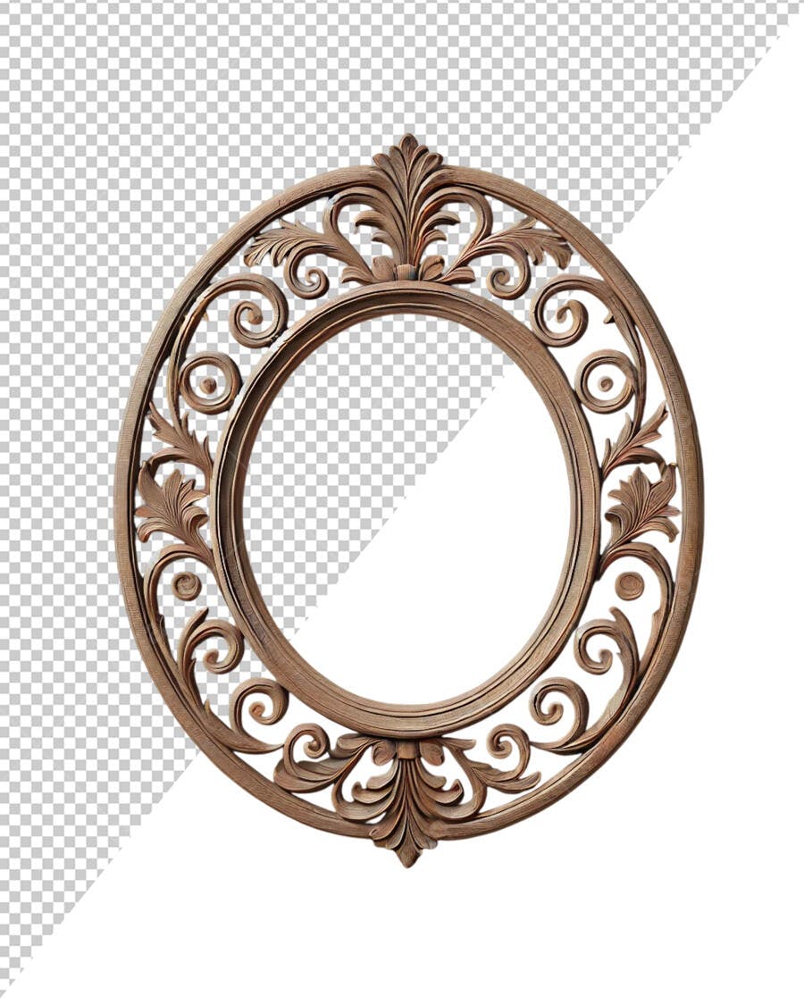 Moldura Circular em Madeira PSD Editável