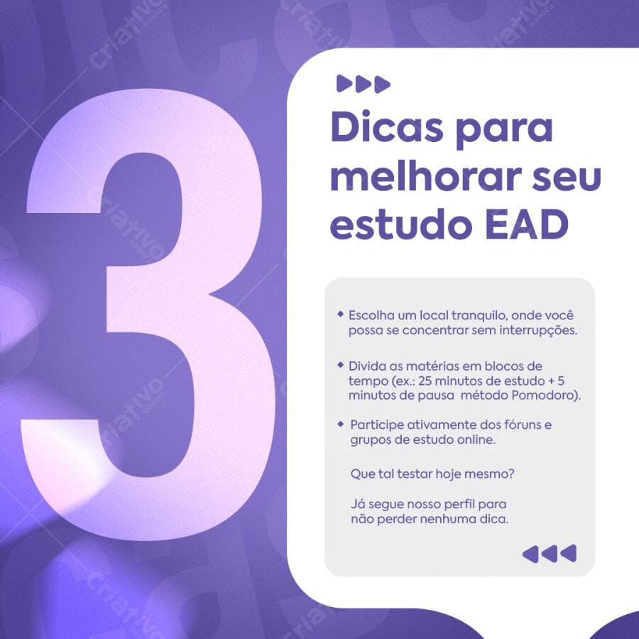 Infográfico Dicas de Estudo EAD PSD Editável