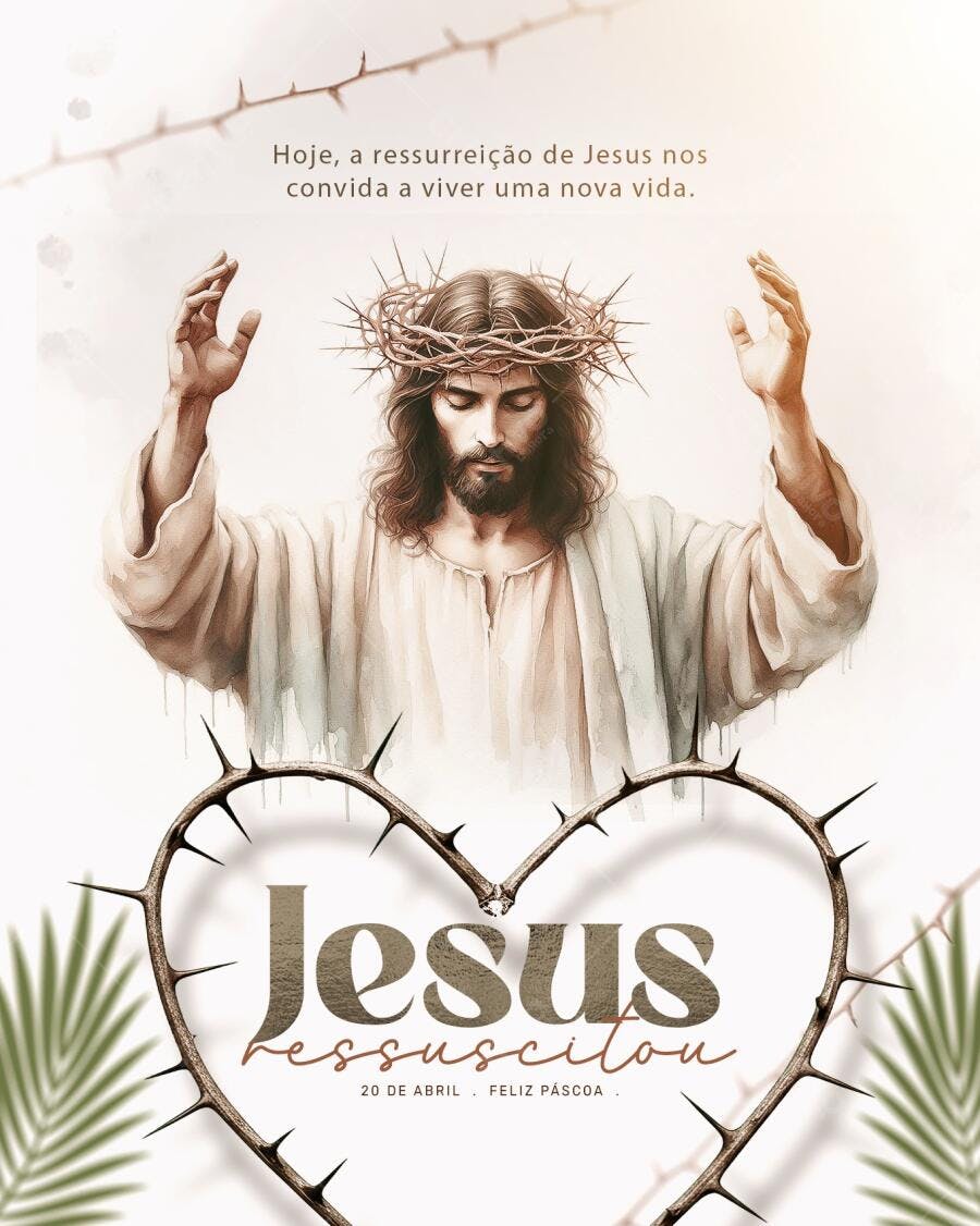 Flyer Páscoa Jesus Ressuscitou PSD Editável