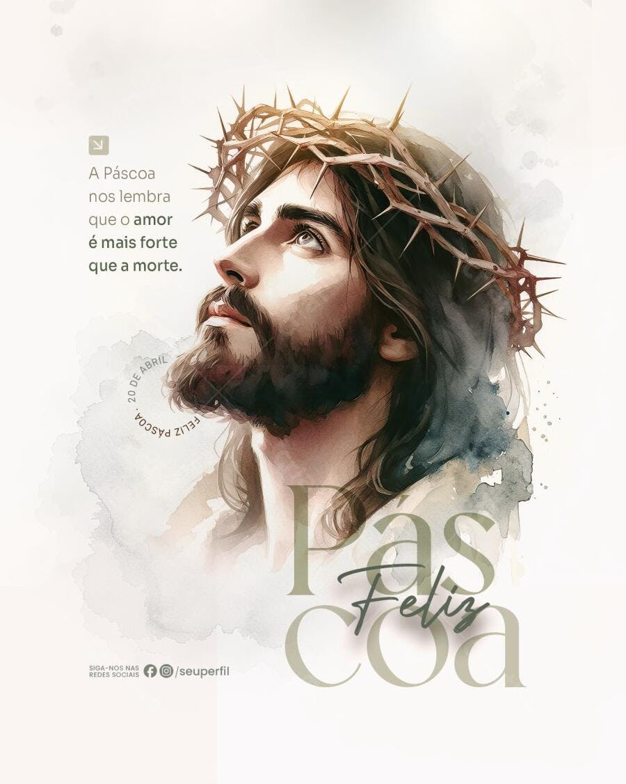 Arte Religiosa Páscoa PSD Editável