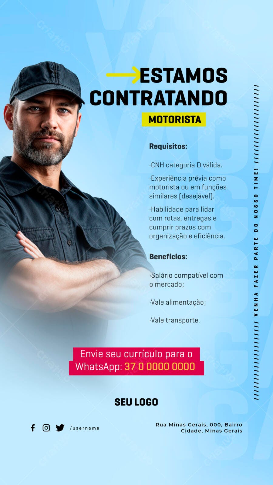 Flyer Vagas Motorista PSD Editável