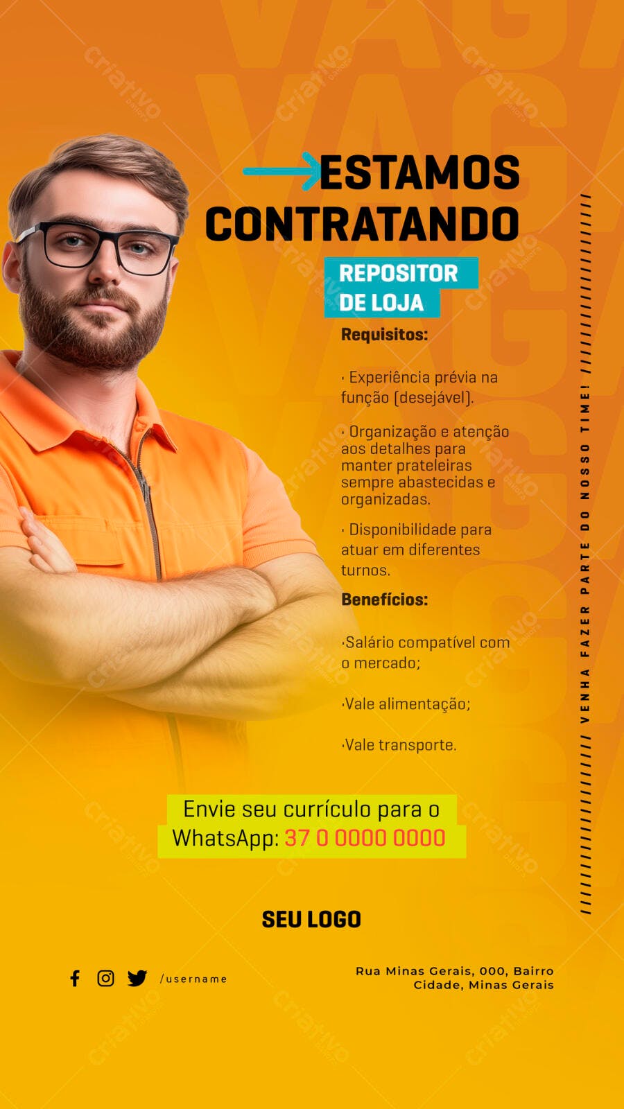 Flyer Vaga Repositor de Loja PSD Editável