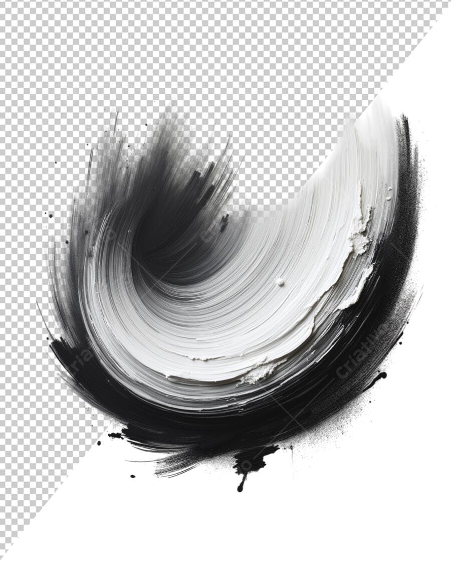 Pinceladas Abstrato em Preto e Branco PSD Editável