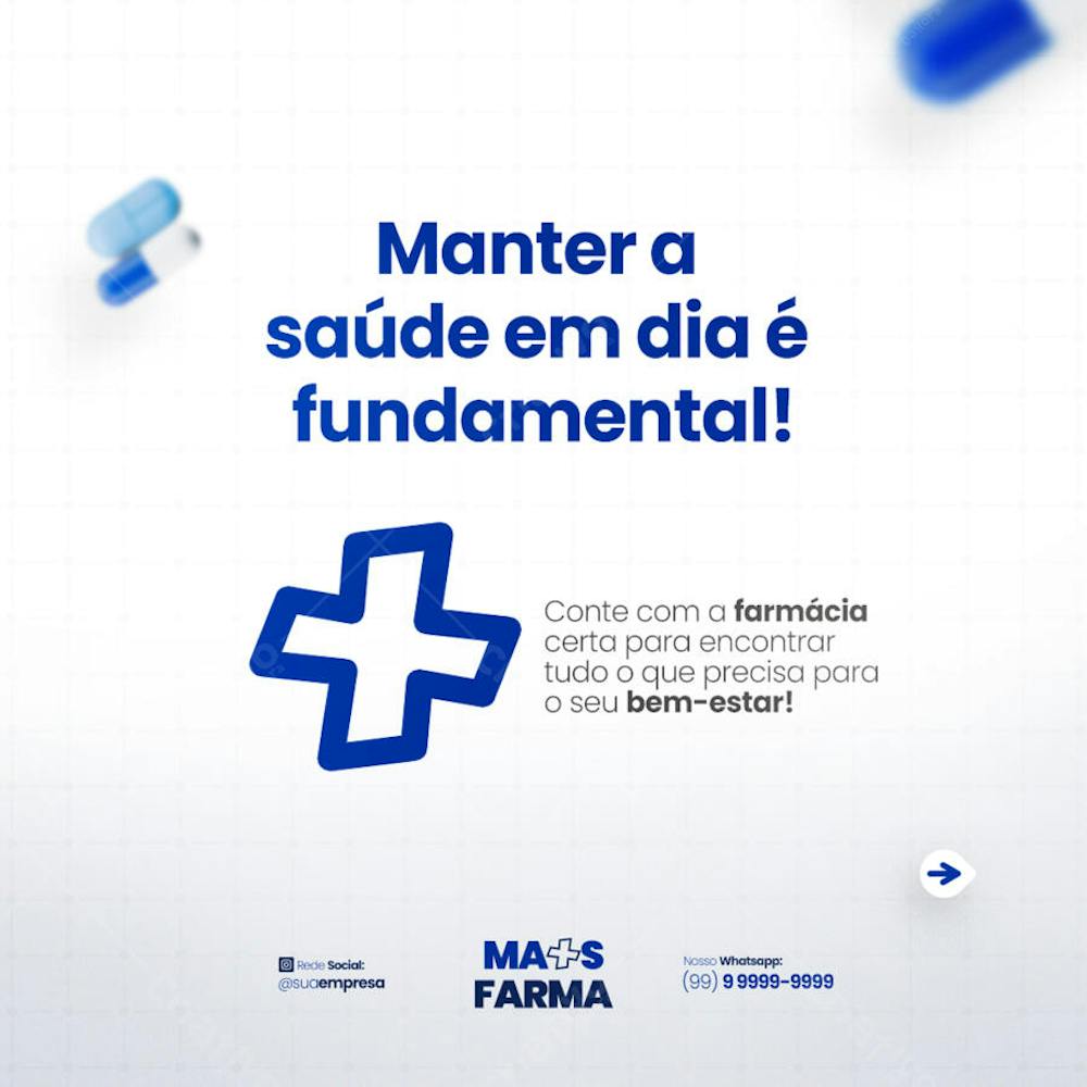 Farmácia Remédios Cápsula Formulas Medicamnetos Promoção Social Media PSD Editável (2)