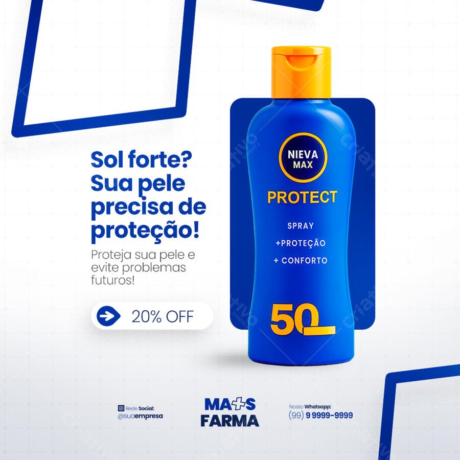 Post para Redes Sociais Protetor Solar PSD Editável