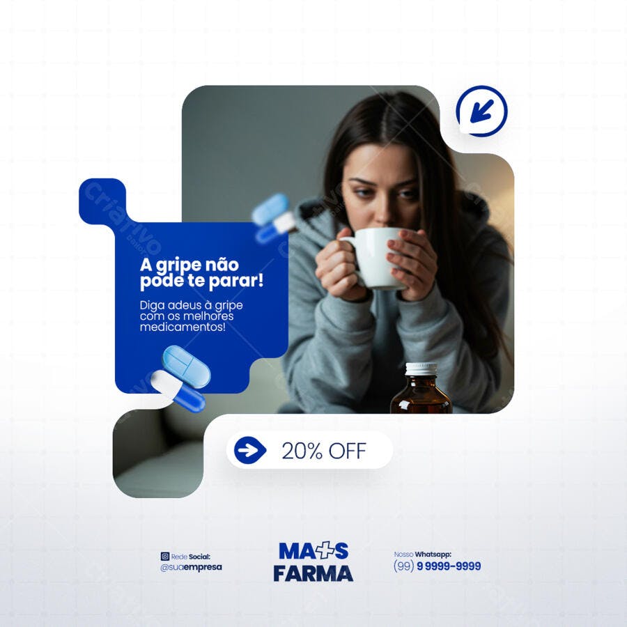 Postagem Instagram Promoção Remédios Gripe PSD Editável