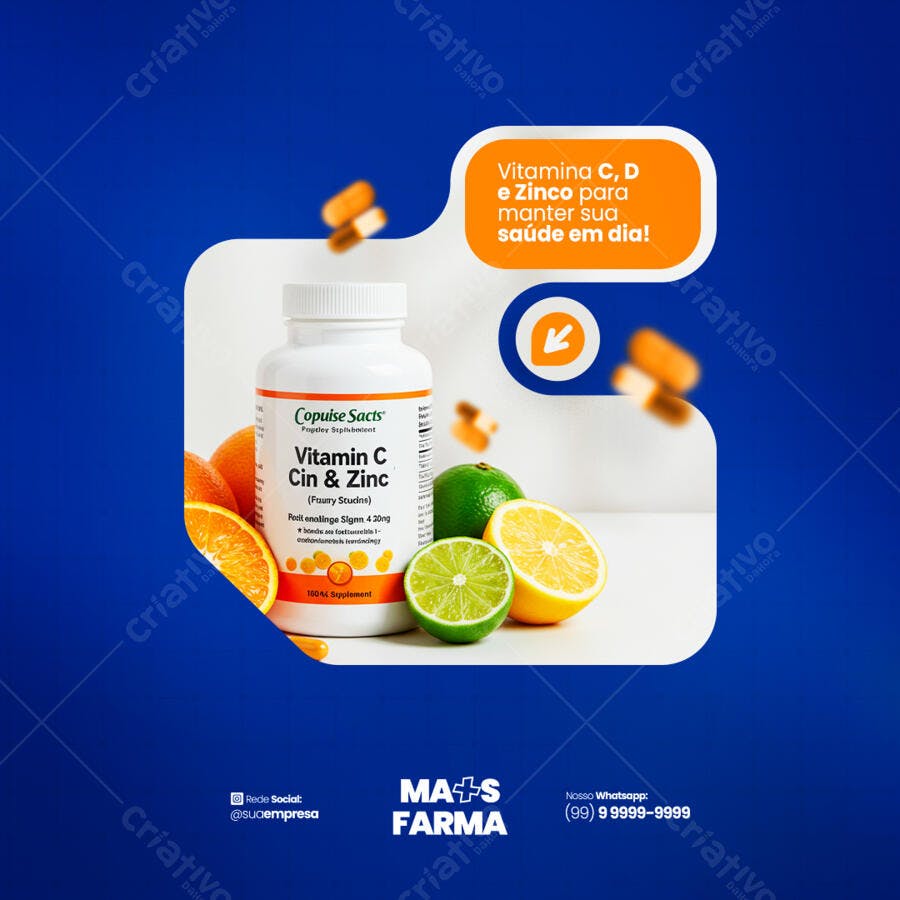 Post para Redes Sociais Vitaminas PSD Editável