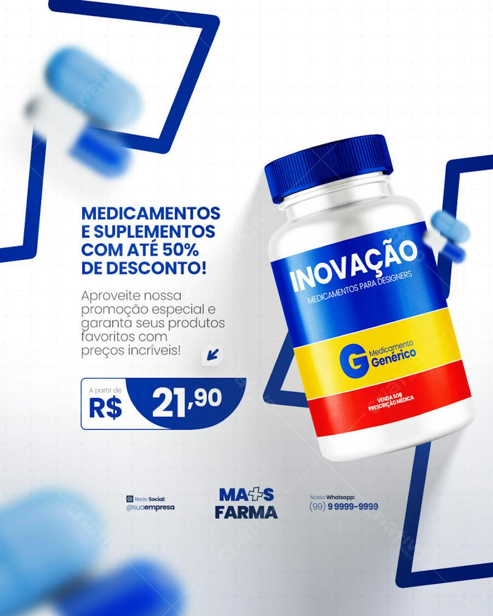 Farmácia Remédios Cápsula Formulas Medicamnetos Promoção Social Media PSD Editável (11)