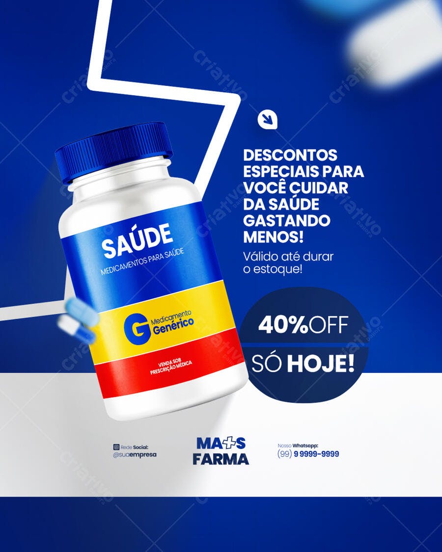 Flyer de Promoção de Medicamentos Genéricos PSD Editável