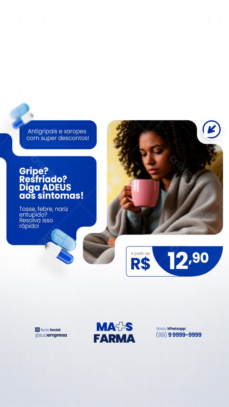 Flyer para Promoção de Remédios Contra Gripe PSD Editável