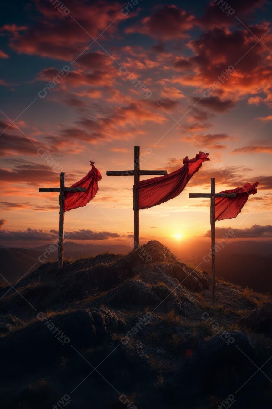 Três Cruzes ao Pôr do Sol