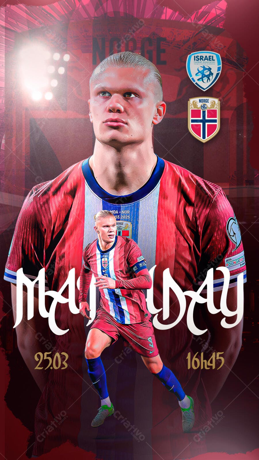 Poster Partido de Futebol Noruega x Israel PSD Editável
