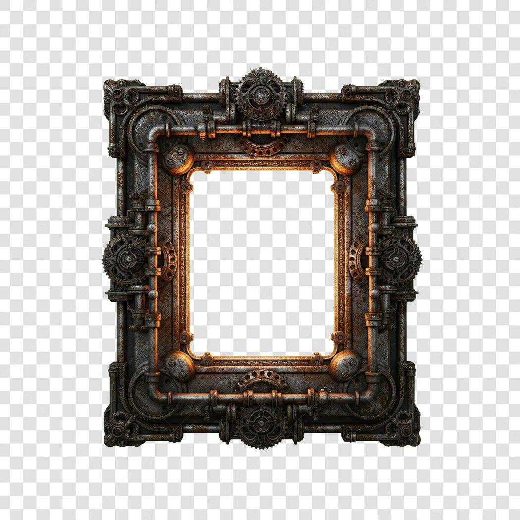 Moldura PNG com fundo transparente estilo steampunk