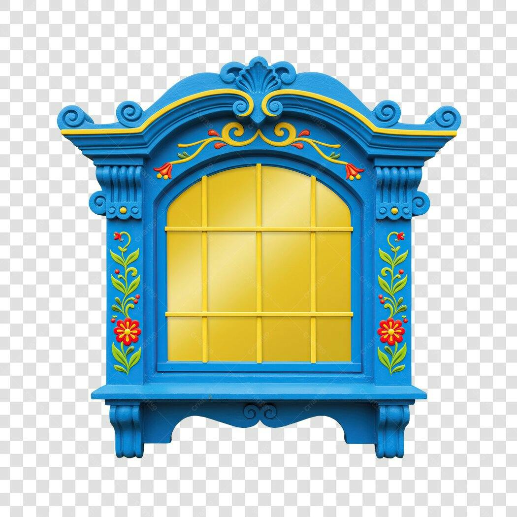 Elemento decorativo Janela Azul PNG com fundo transparente
