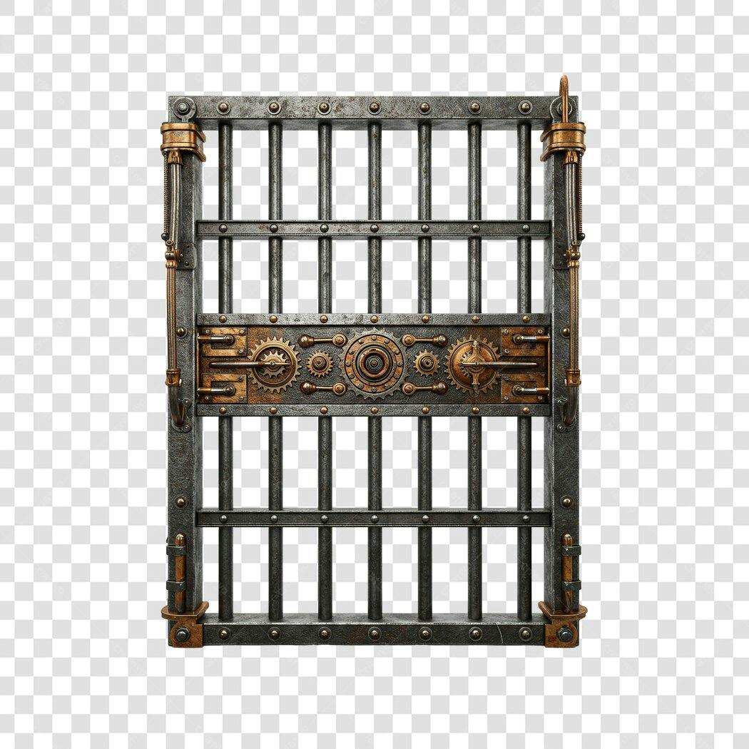 Mockup Porta Metálica Steampunk PNG com fundo transparente