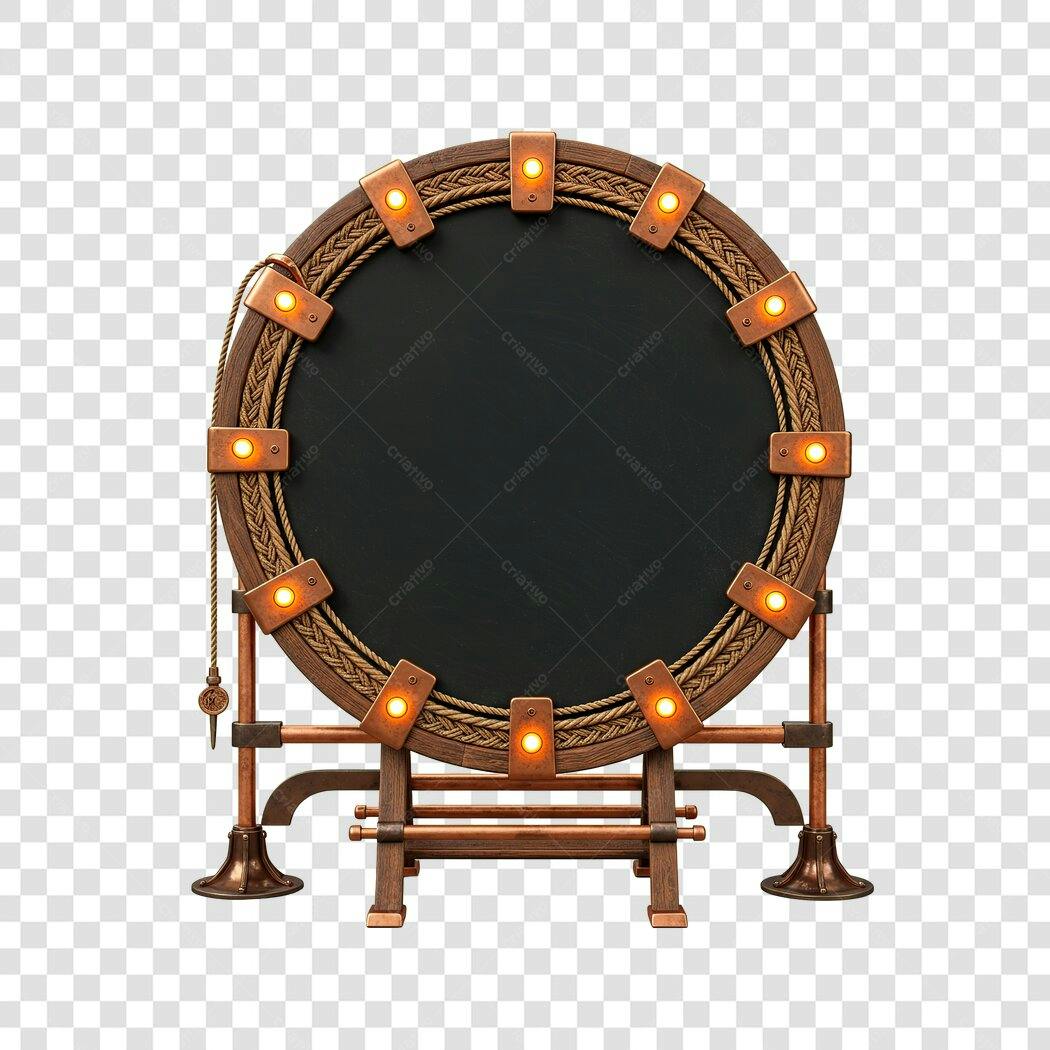 Banner Redondo estilo Steampunk PNG com fundo transparente