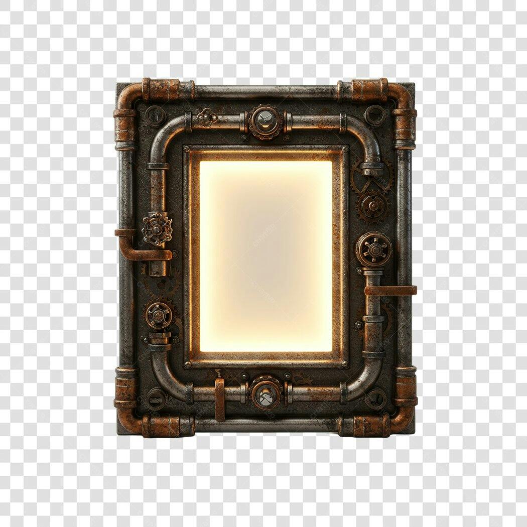 Moldura PNG com fundo transparente estilo steampunk