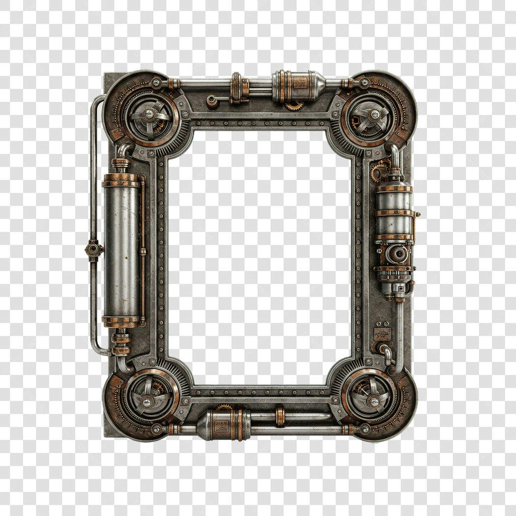 Moldura PNG com fundo transparente estilo steampunk