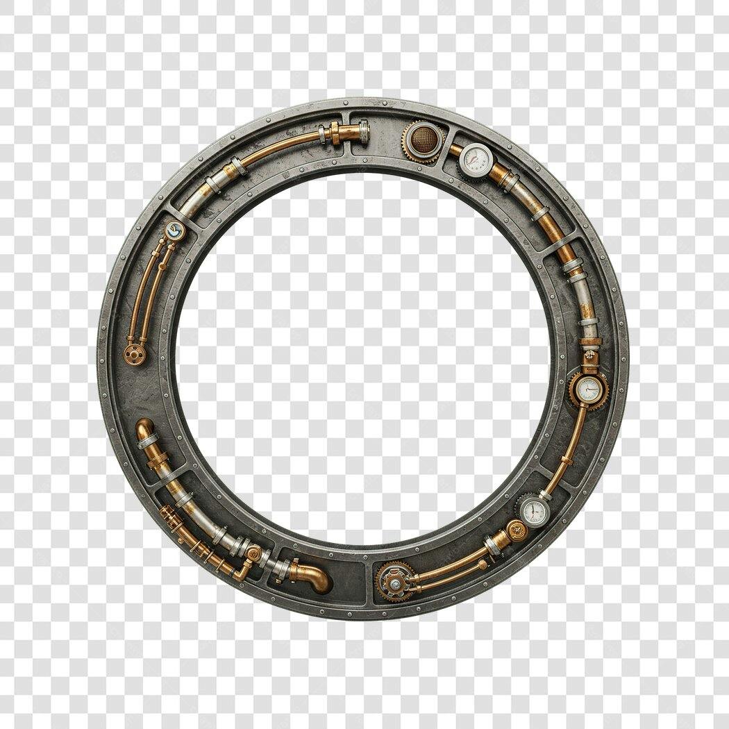 Moldura PNG com fundo transparente estilo steampunk