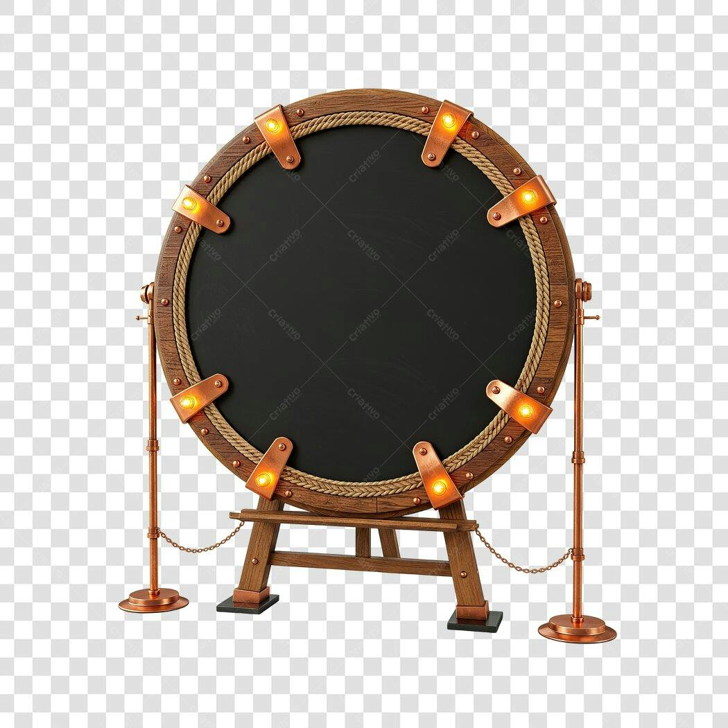 Mockup quadro circular estilo steampunk PNG com fundo transparente