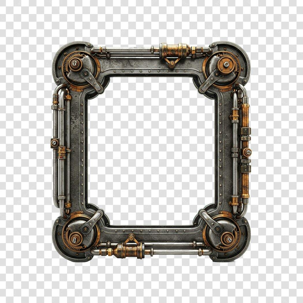 Moldura PNG com fundo transparente estilo steampunk