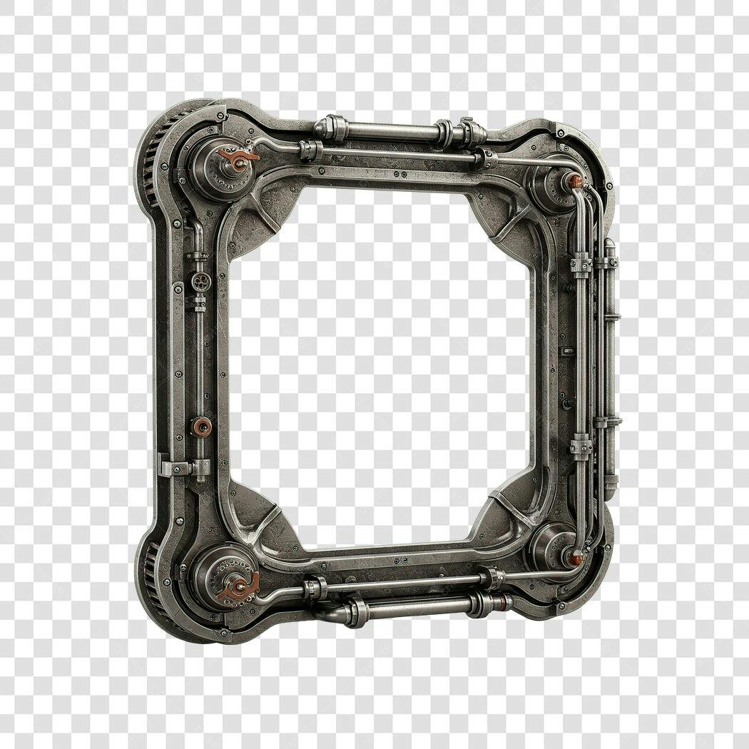 Moldura PNG com fundo transparente estilo steampunk