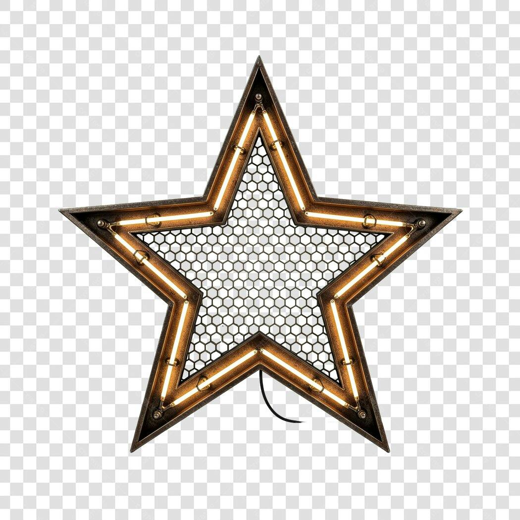 Banner Estrela Neon PNG com fundo transparente
