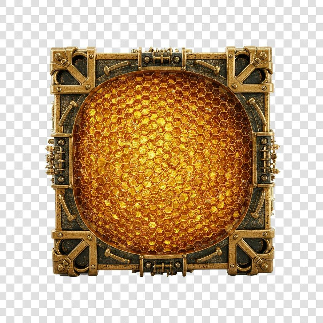 PNG Banner Mel com textura hexagonal steampunk