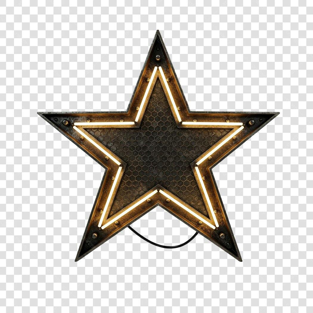 Banner Estrela Neon PNG com fundo transparente