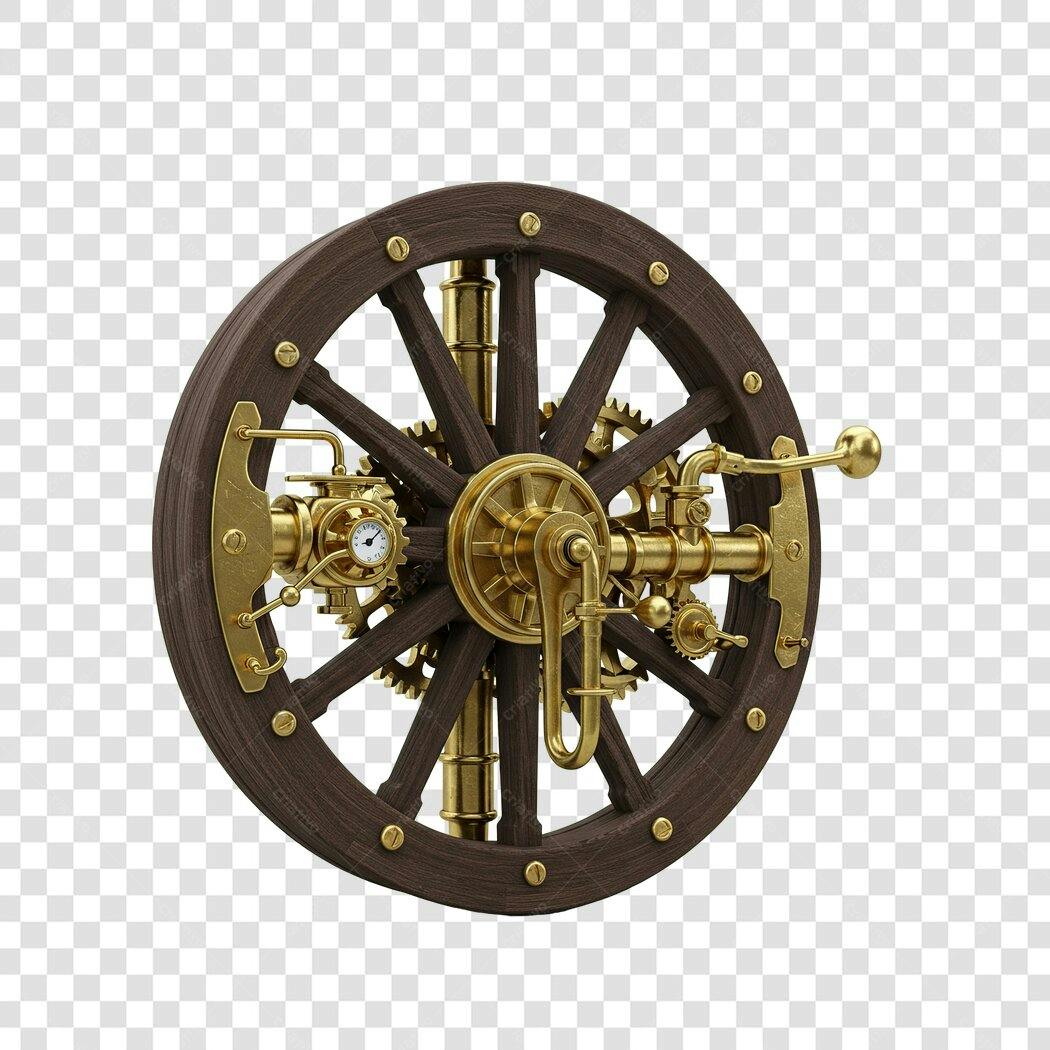PNG Mockup Roda de Engrenagem Steampunk com fundo transparente