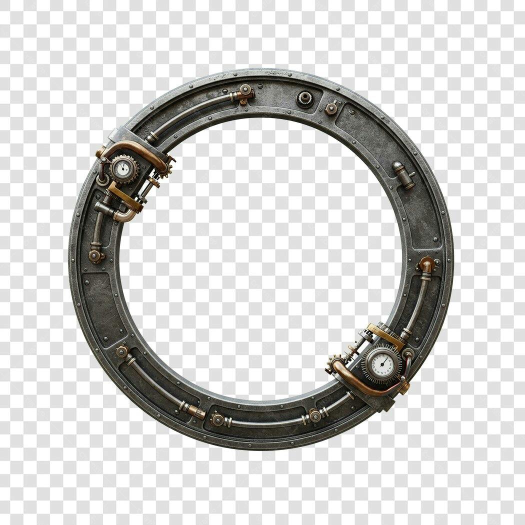 Moldura PNG com fundo transparente estilo steampunk